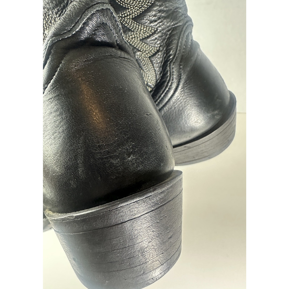 Nocona Men’s Black Leather Cowboy Boots Size 8 D Made in USA Western Boots - Picture 6 of 16